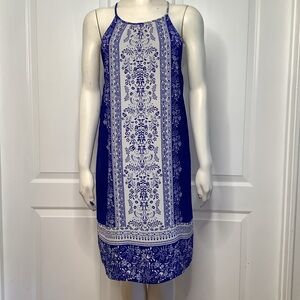 Q & A Blue and White Sleeveless Dress